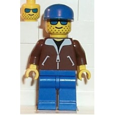 jbr008 Jacket Brown - Blue Legs, Blue Sunglasses, Blue Cap 